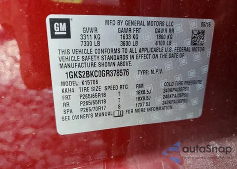 2016 GMC Yukon Slt from USA, damaged, VIN 1GKS2BKC0GR378576